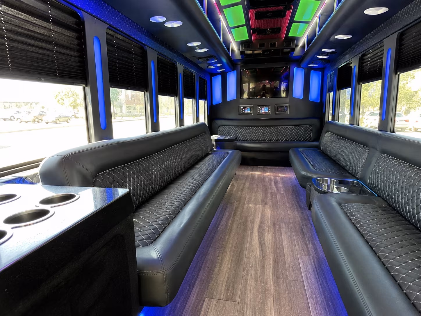 cathedral city 15 passenger party bus inside