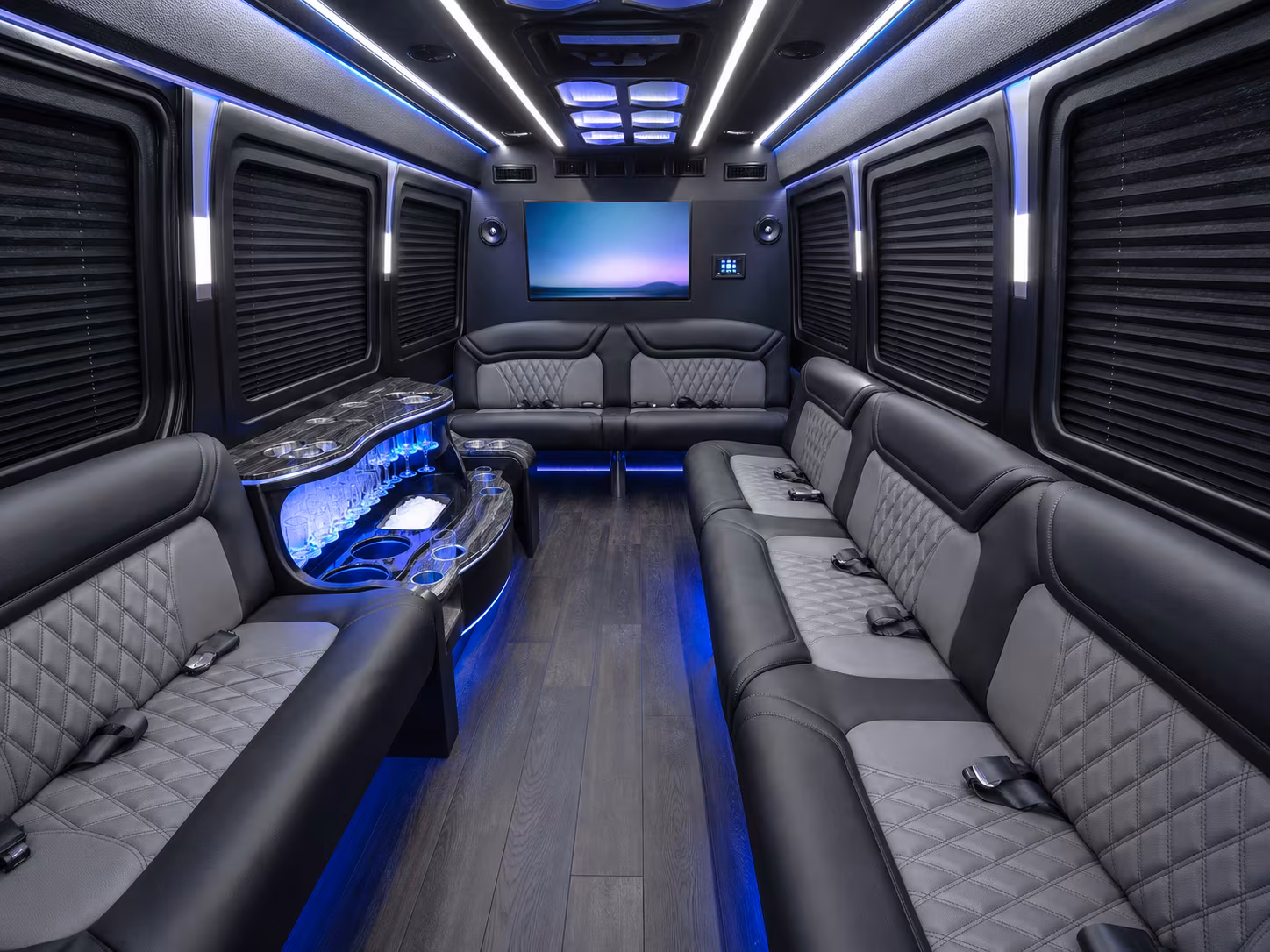 cathedral city 15 passenger party bus interior