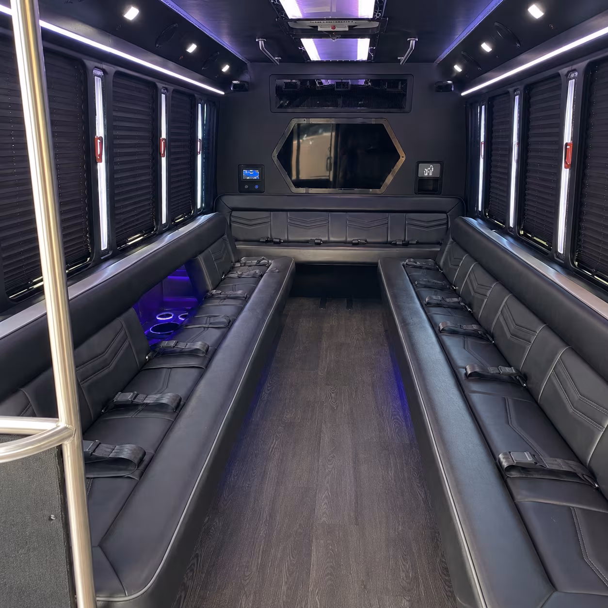 cathedral city 18 passenger party bus interior