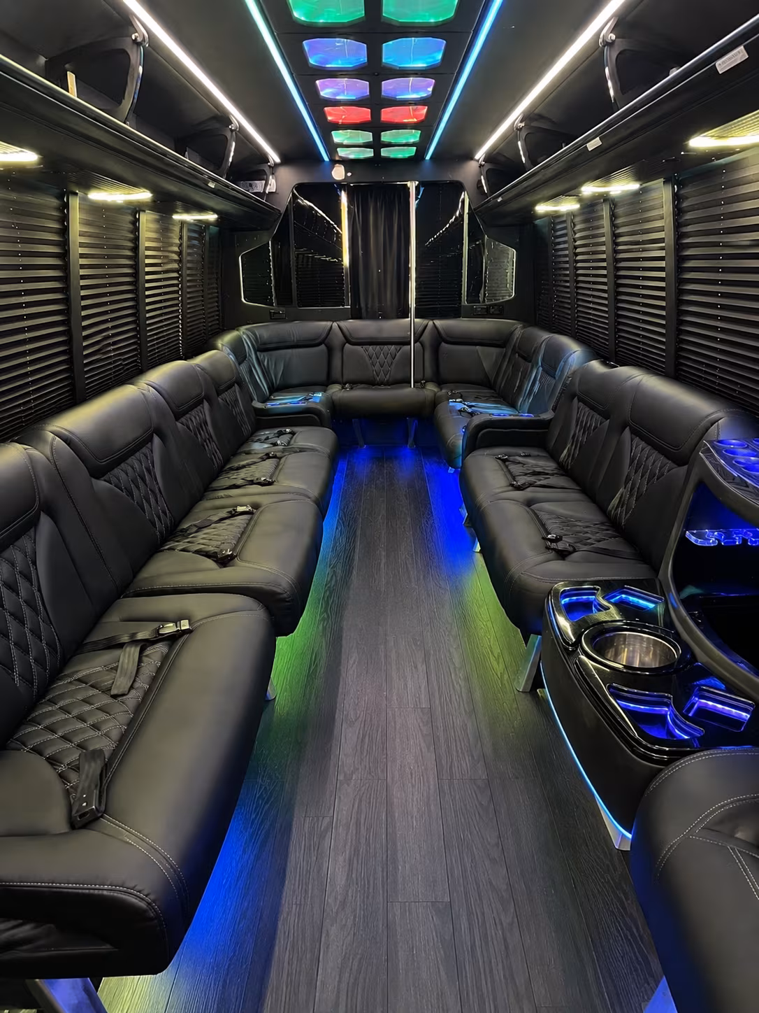 cathedral city 20 passenger party bus interior