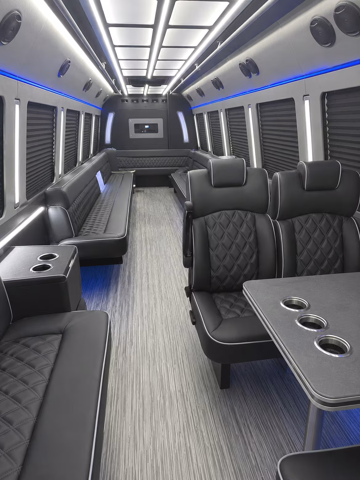 cathedral city 25 passenger party bus inside