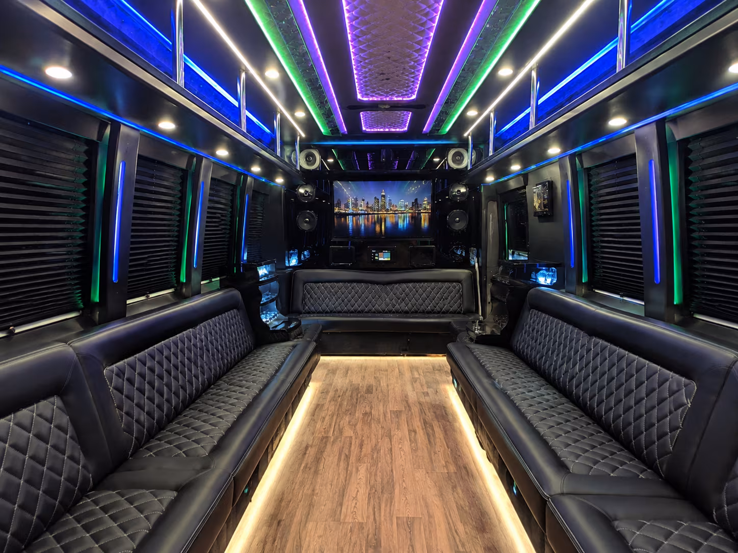 cathedral city 25 passenger party bus interior
