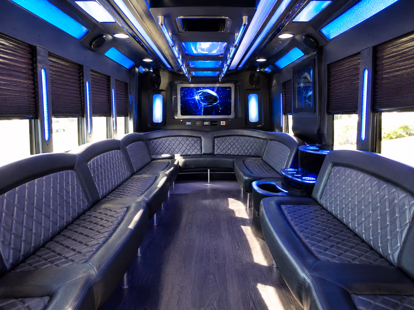 cathedral city 28 passenger party bus inside