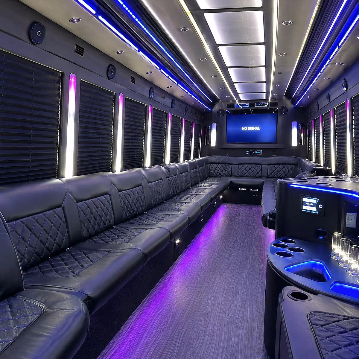 cathedral city 30 passenger party bus inside