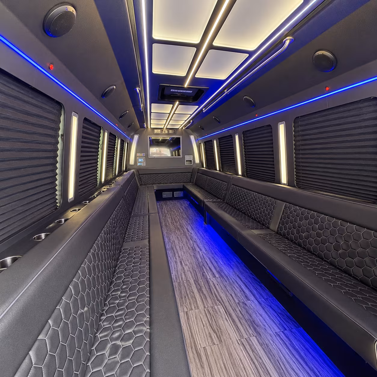 cathedral city 30 passenger party bus interior