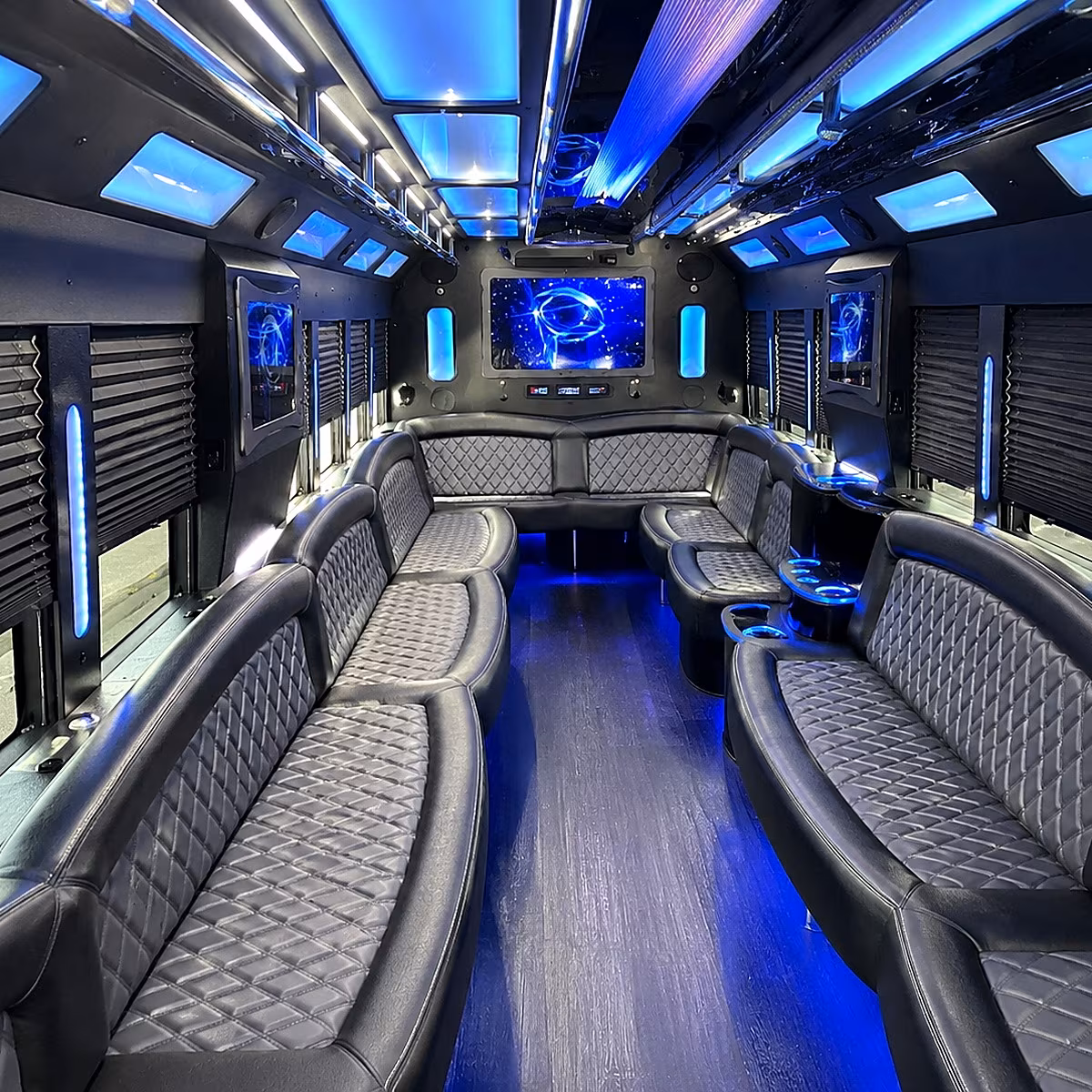 cathedral city 50 passenger party bus interior