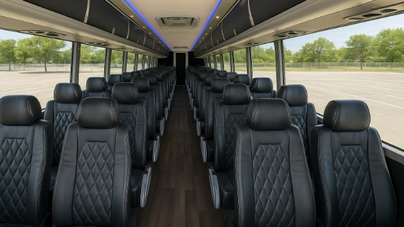 Interior of Charter Bus Company Cathedral City's 55 Passenger Charter Bus in Cathedral City
