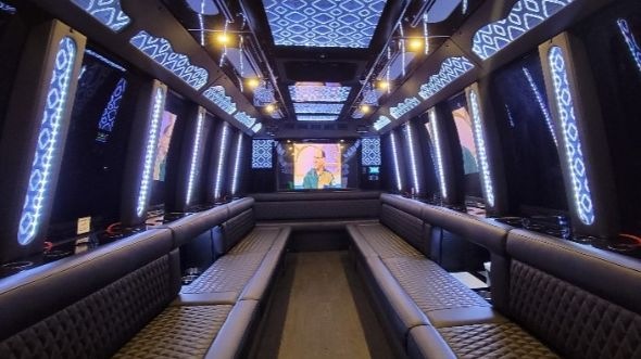 Interior of Charter Bus Company Cathedral City's Party Bus in Cathedral City