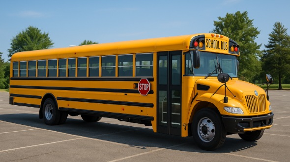 Exterior of Charter Bus Company Palm Desert's School Bus in Palm Desert