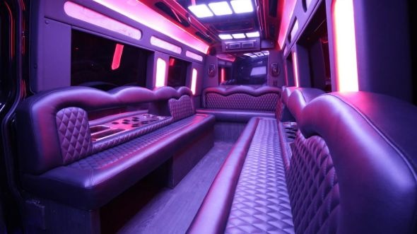 Interior of Charter Bus Company Cathedral City's Sprinter Limo in Cathedral City